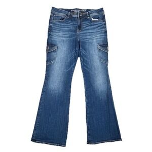 American Eagle Jeans Womens 14 Short Blue Kick Boot Bootcut Stretch Cargo Denim